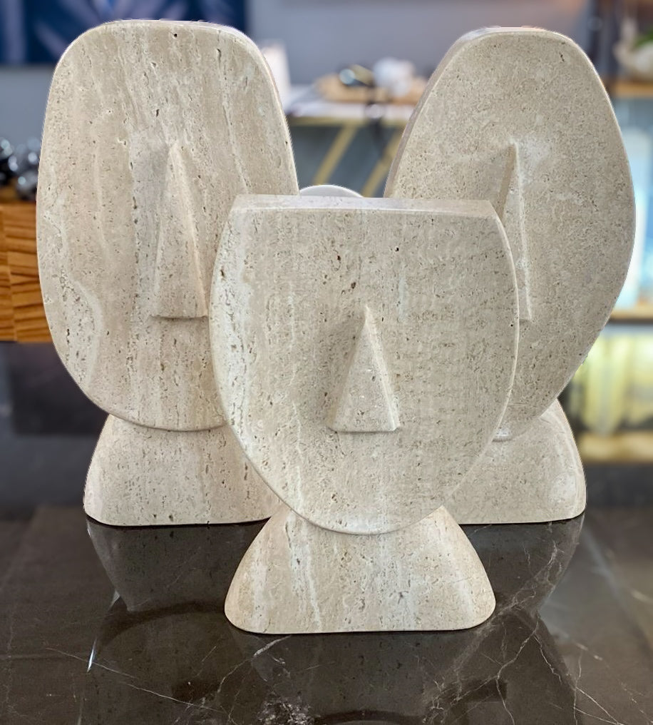 Set de 3 Esculturas Atemporales Rostros Mármol Natural - Oniko Stone