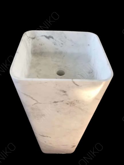 Lavabo Pedestal Mármol Blanco Veta Gris 45x85cm - Oniko Stone