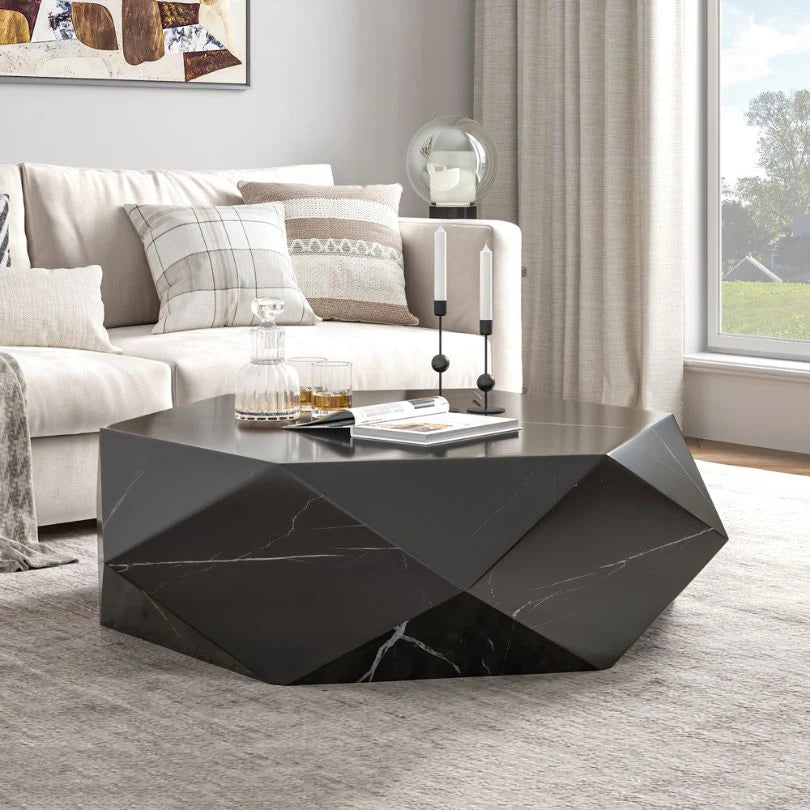 Mesa de Centro Mármol Negro Diamante 120x120x35cm - Oniko Stone