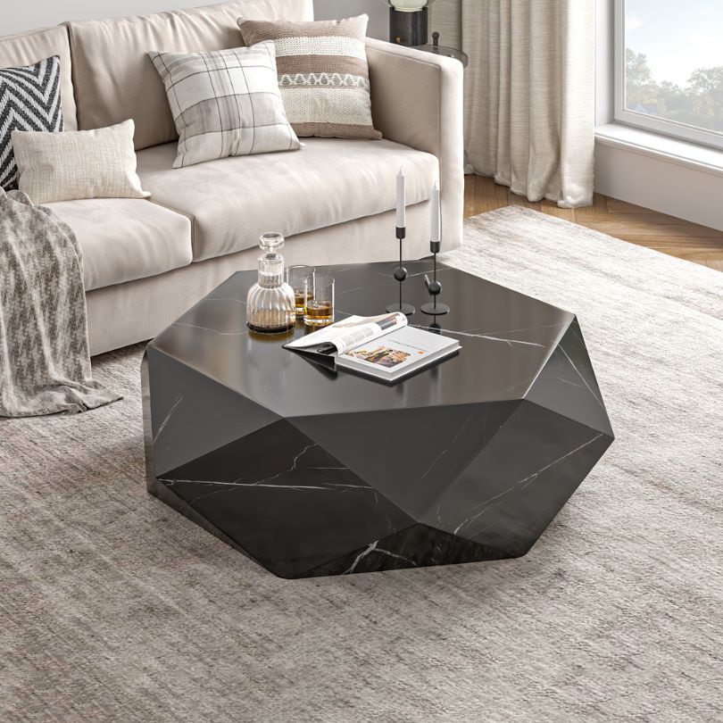 Mesa de Centro Mármol Negro Diamante 120x120x35cm - Oniko Stone