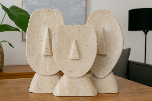 Set de 3 Esculturas Atemporales Rostros Mármol Natural - Oniko Stone