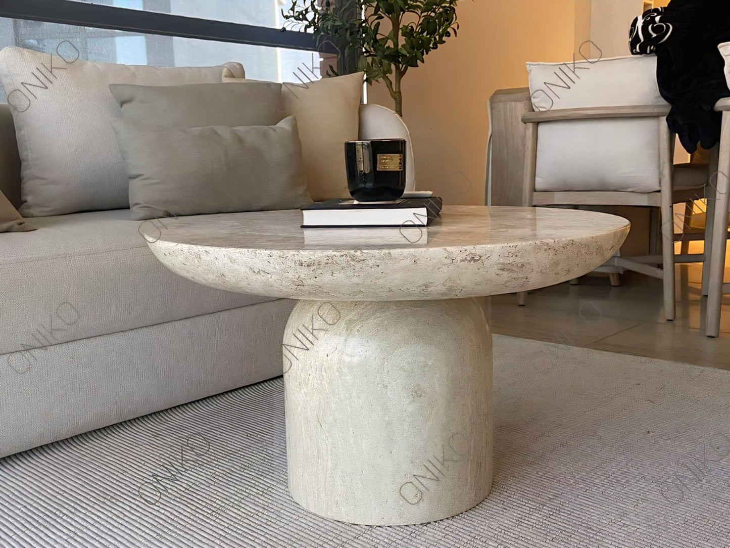 Mesa de Centro Essence Travertino Beige 65x45cm - Oniko Stone