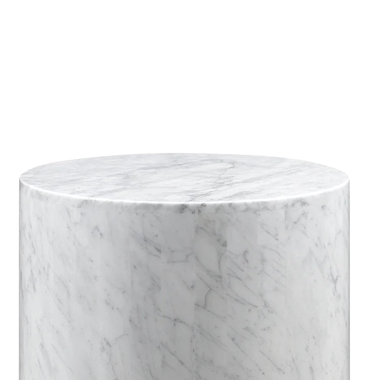 Mesa Auxiliar Circular Mármol Blanco - Oniko Stone