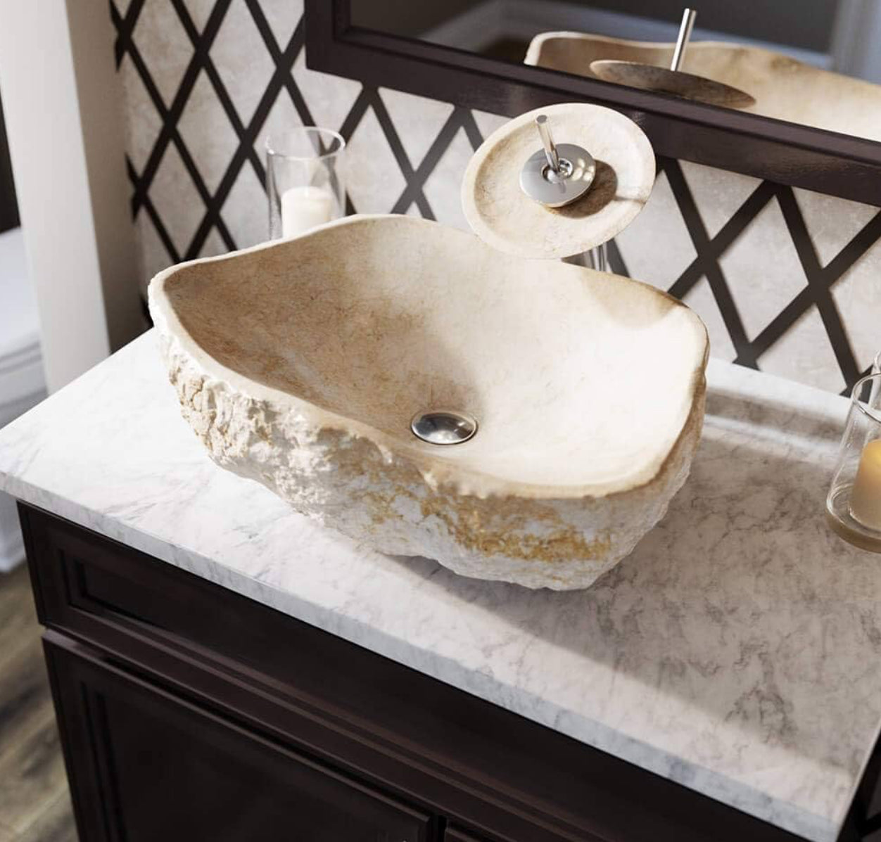 Lavabo Mármol Beige Rústico 45x35cm - Oniko Stone