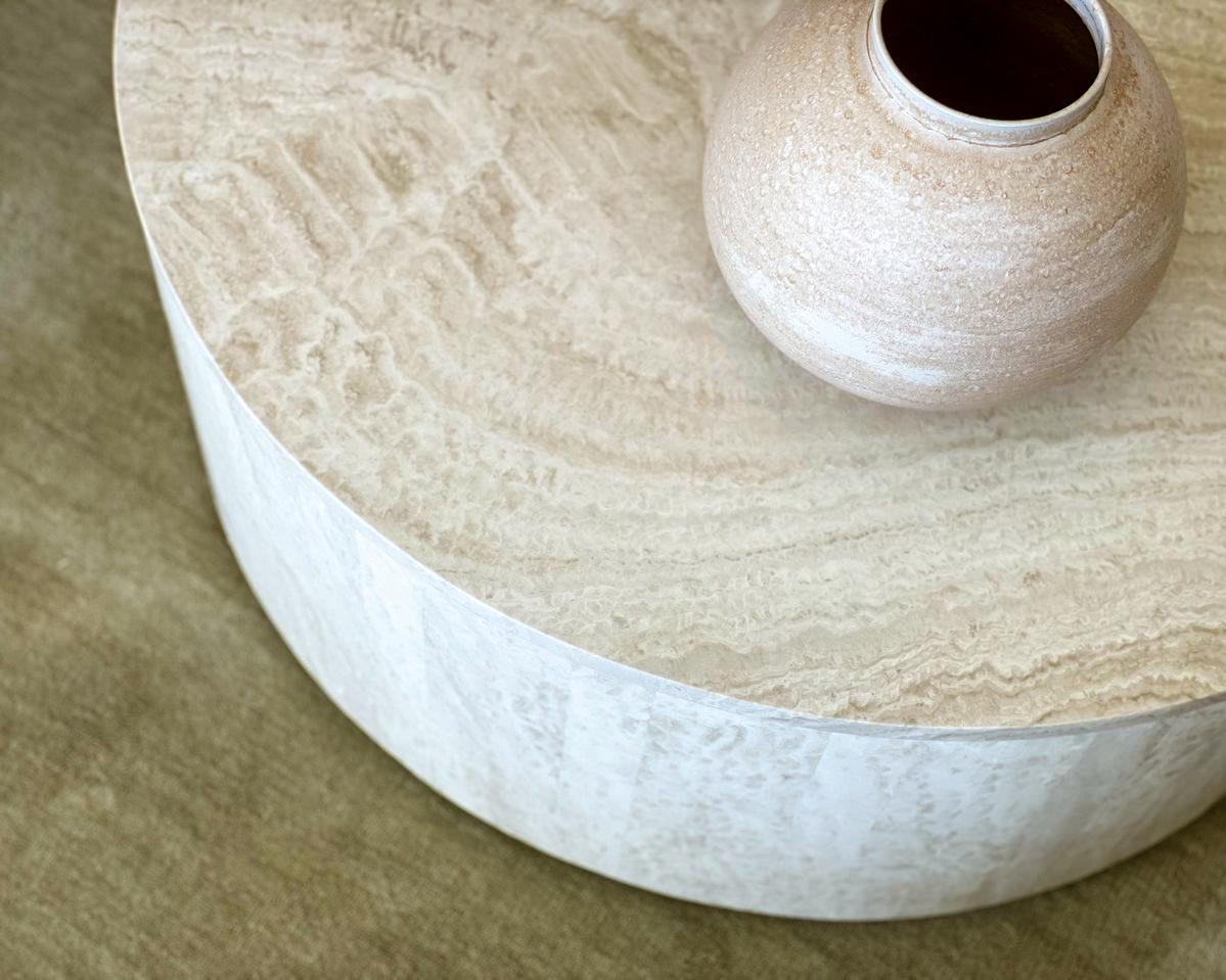 Mesa de Centro Circular Mármol Travertino Beige - Oniko Stone
