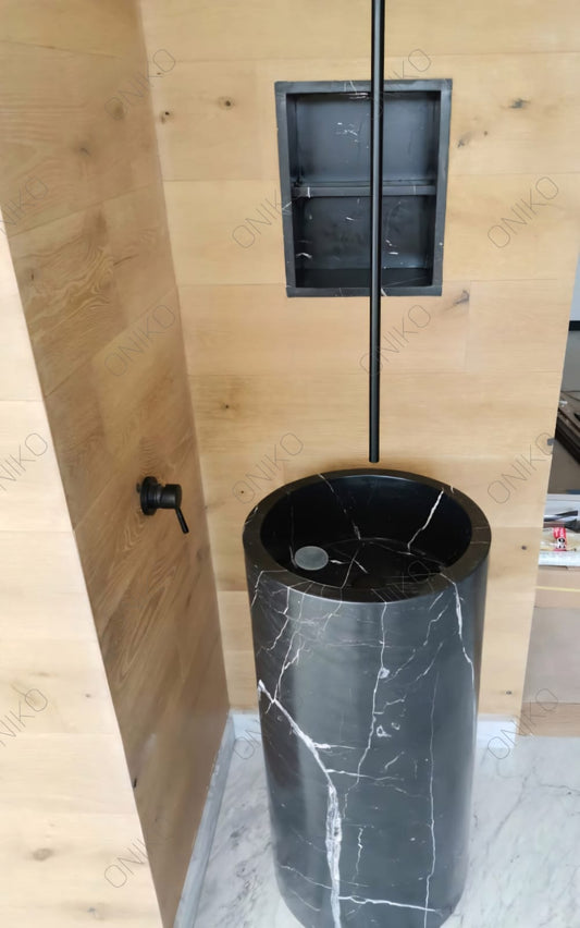 Lavabo Pedestal Mármol Negro 90x45cm - Oniko Stone