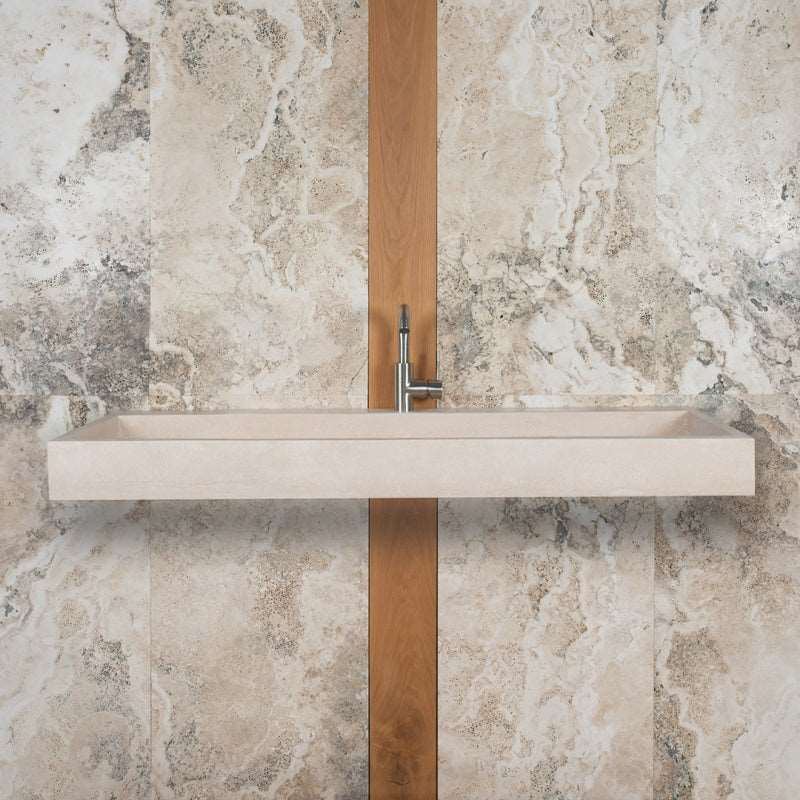 Lavabo Mármol Beige Minimalista 120x50x10cm