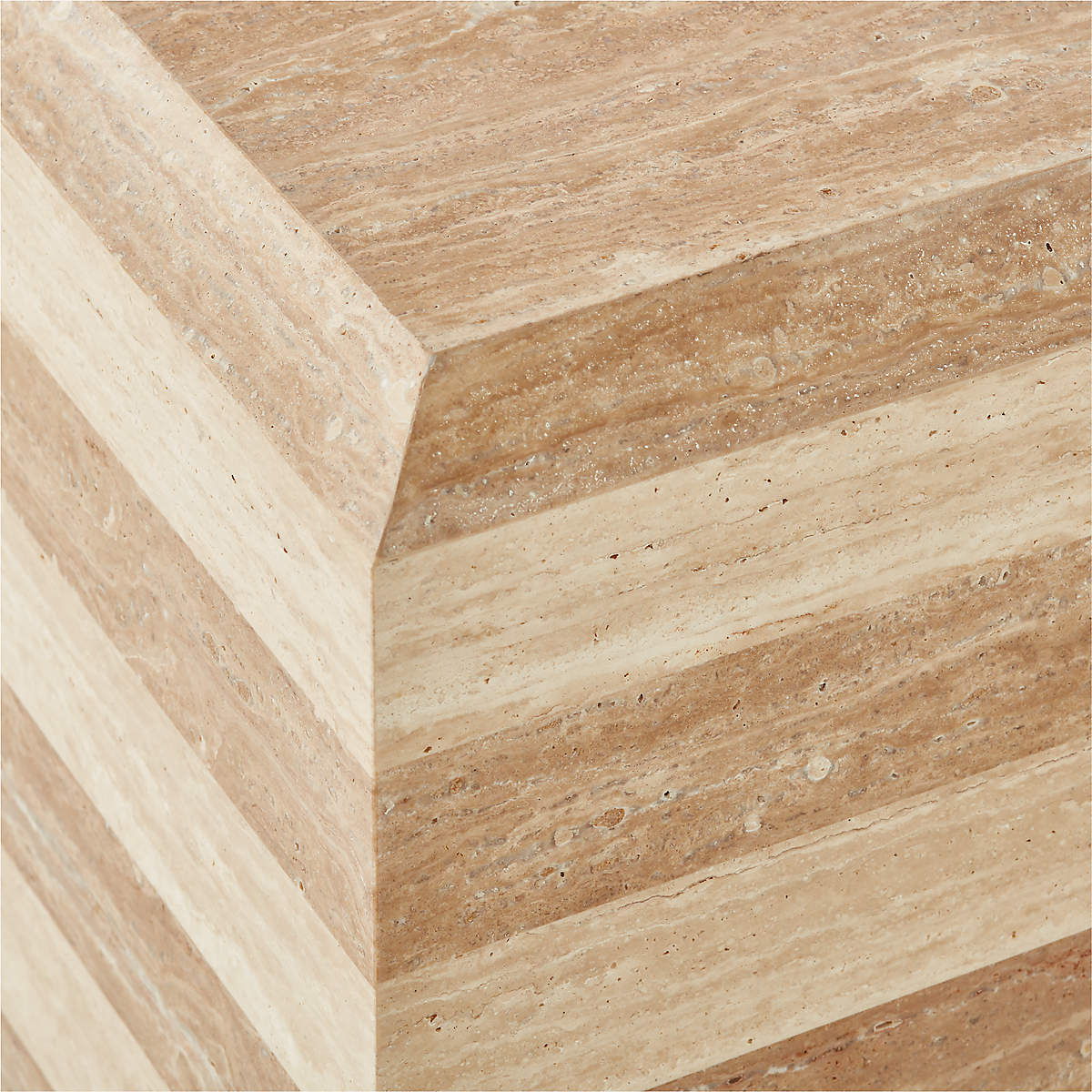 Mesa auxiliar interior y exterior mármol travertino en capas 55x35x35cm - Oniko Stone