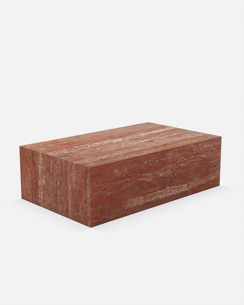 Mesa de Centro Rectangular Mármol Travertino Rojo 120x70x40cm - Oniko Stone