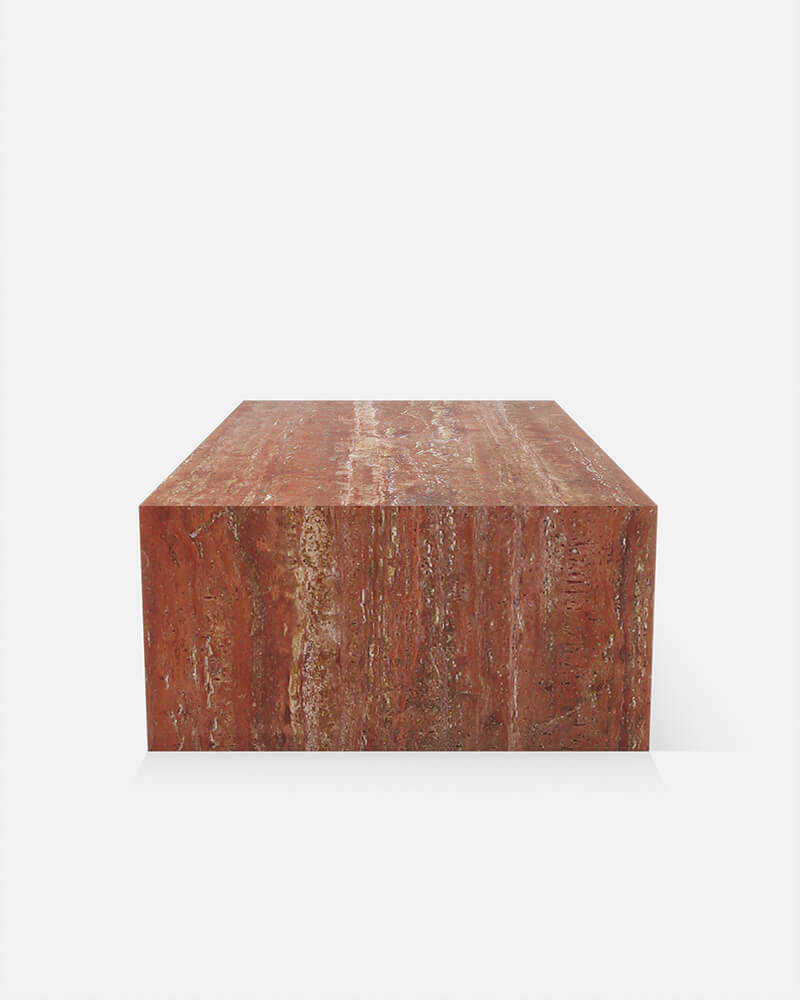 Mesa de Centro Rectangular Mármol Travertino Rojo 120x70x40cm - Oniko Stone