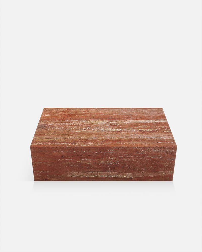 Mesa de Centro Rectangular Mármol Travertino Rojo 120x70x40cm - Oniko Stone