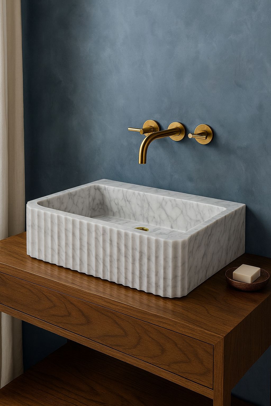 Lavabo de Mármol Estriado Rectangular 60x40x14cm