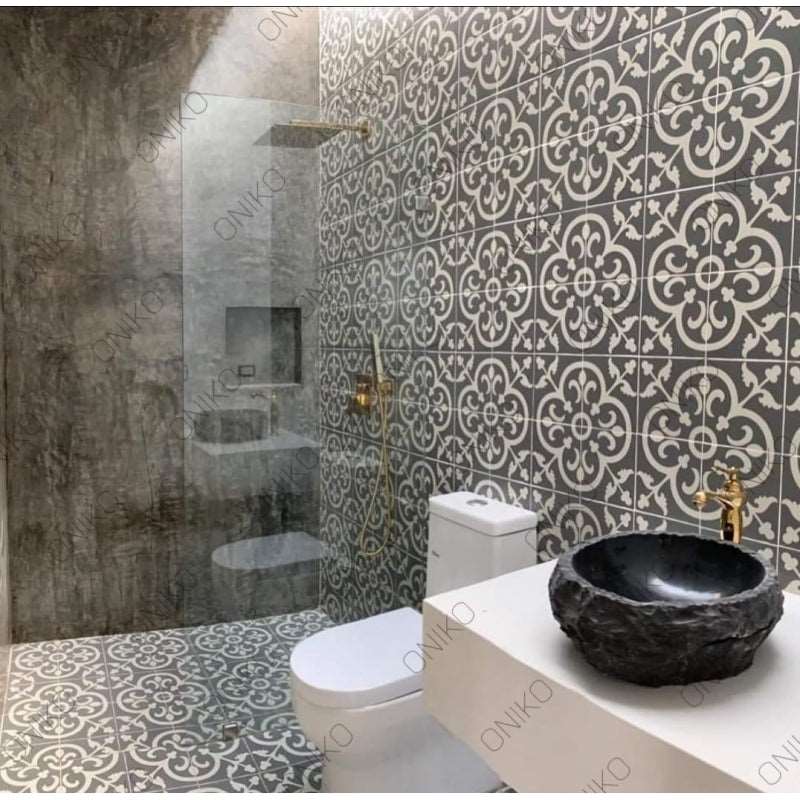 Lavabo Mármol Negro Rustico 40cm