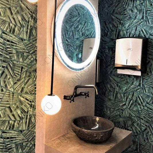 Ovalin Mármol Negro Rústico 40cm