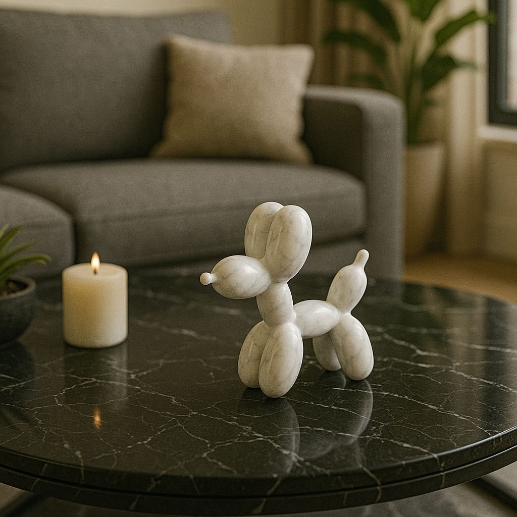 Escultura Decorativa Perro de Globo Mármol - Oniko Stone