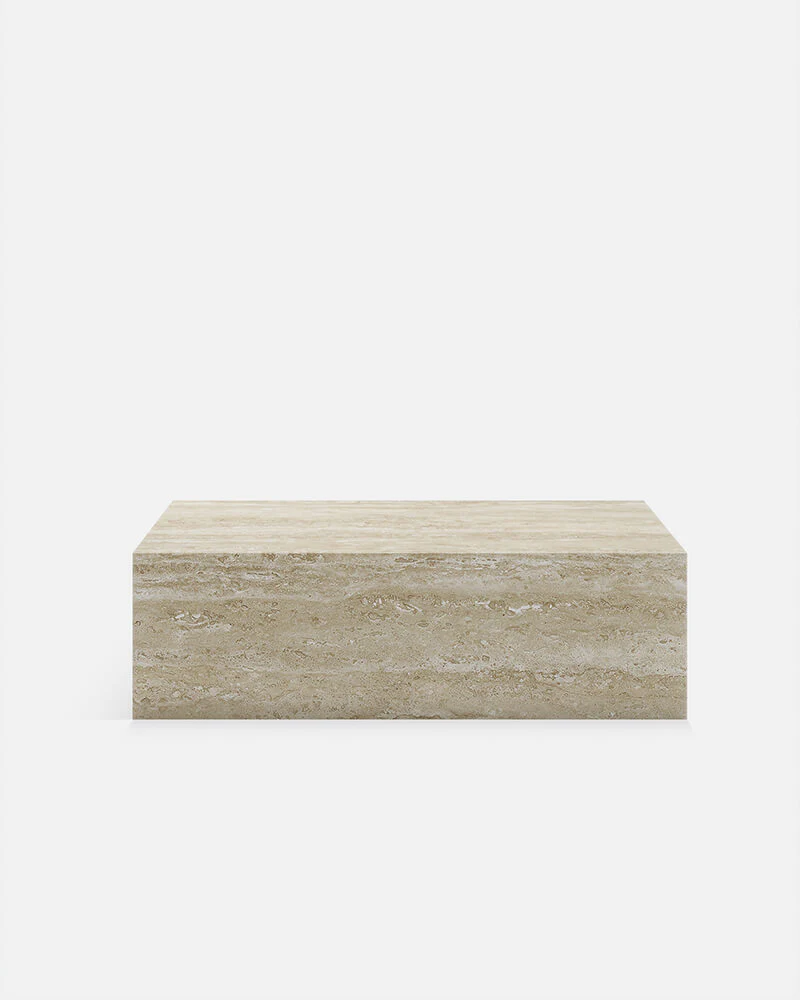 Mesa de Centro Rectangular Travertino Veteado Beige 100x60x30cm - Oniko Stone