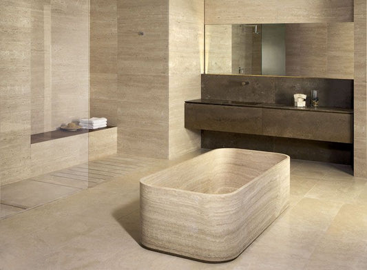 Tina de Baño Mármol Travertino Beige Rectangular - Oniko Stone