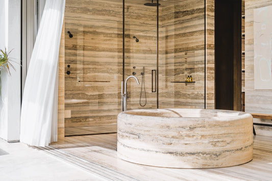 Tina de Baño Mármol Travertino Redonda - Oniko Stone