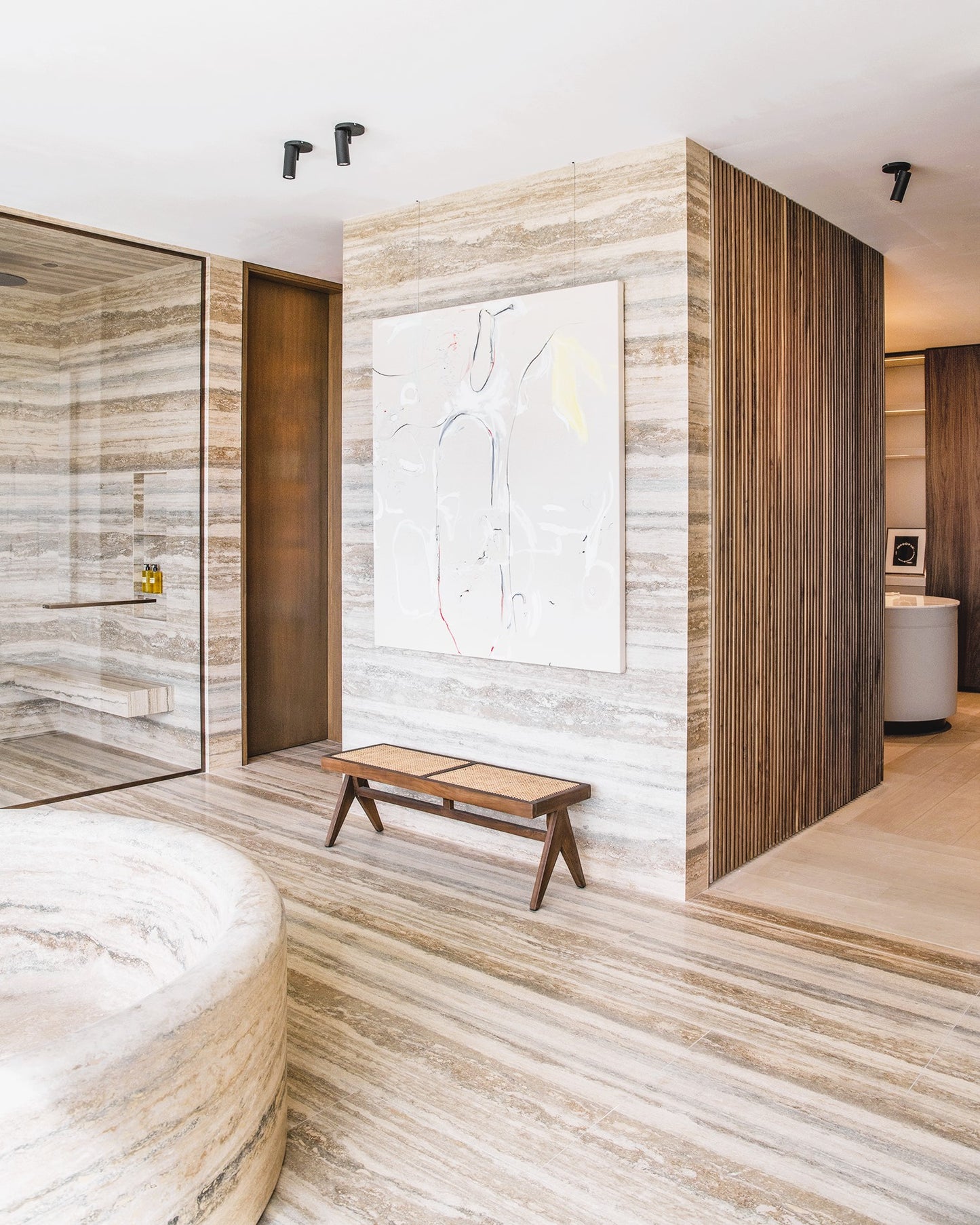 Tina de Baño Mármol Travertino Redonda - Oniko Stone