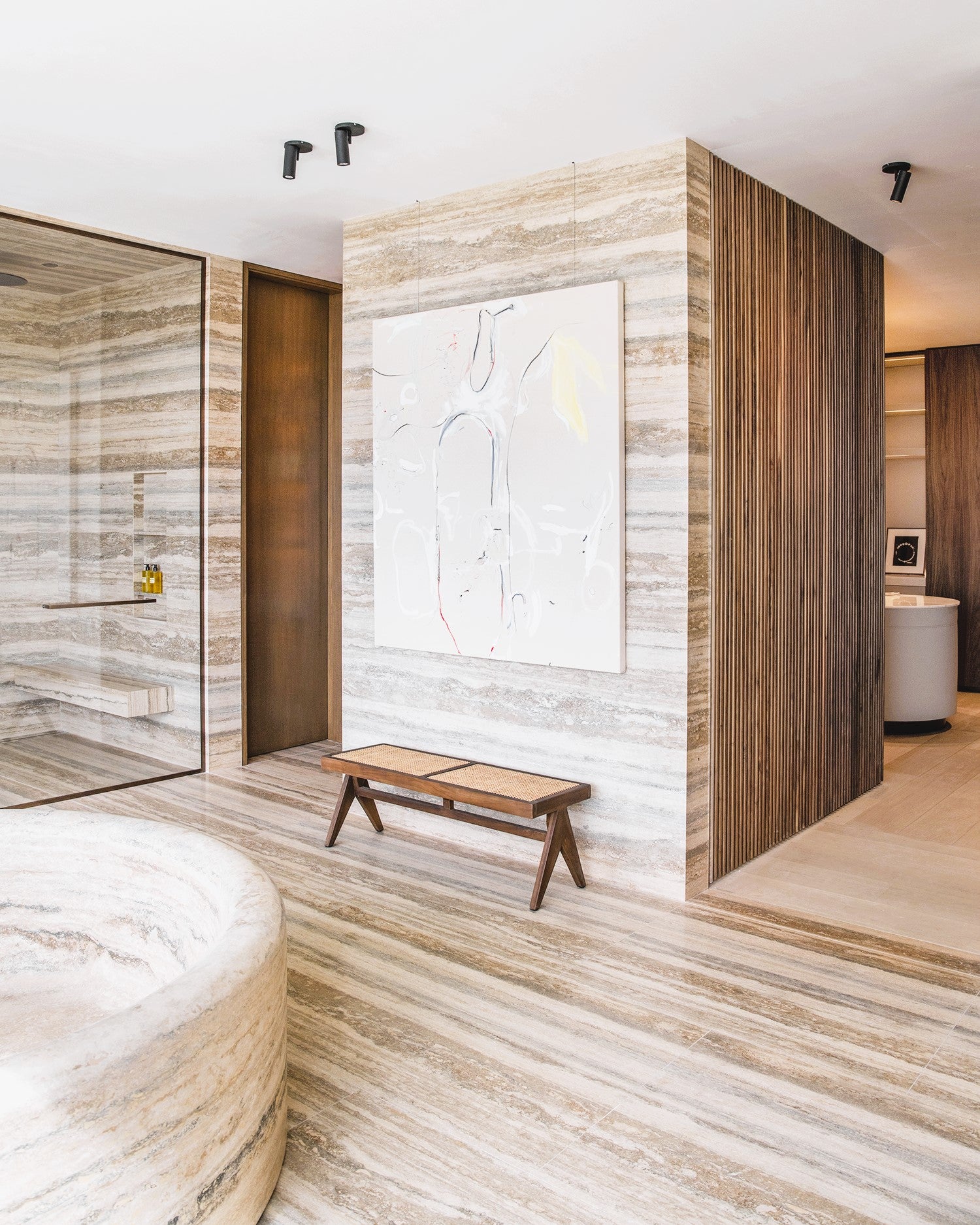 Tina de Baño Mármol Travertino Redonda - Oniko Stone