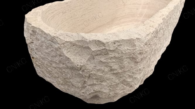 Tina de Baño Mármol Travertino Beige Rustic Chic - Oniko Stone