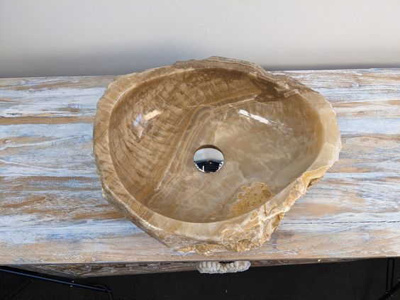 Lavabo Rústico Ónix Chocolate 45x40cm - Oniko Stone