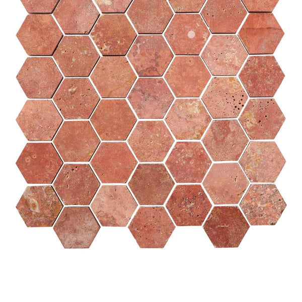 Malla Decorativa Hexagonal Mármol Rojo - Oniko Stone