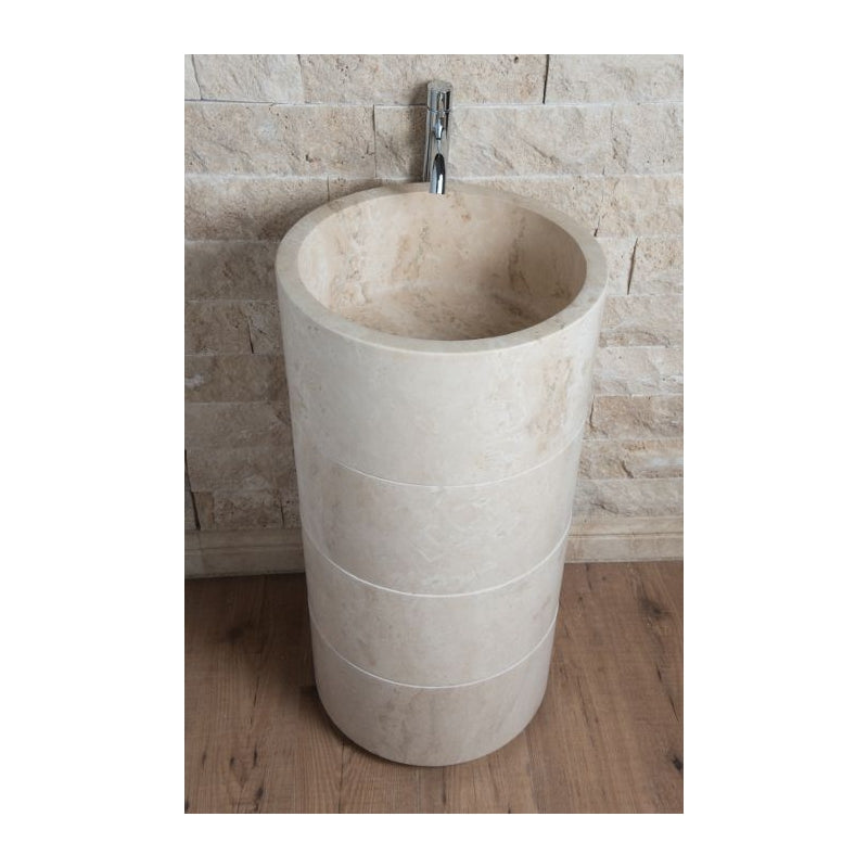 Lavabo Pedestal Mármol Beige Cilíndrico 45x85cm - Oniko Stone