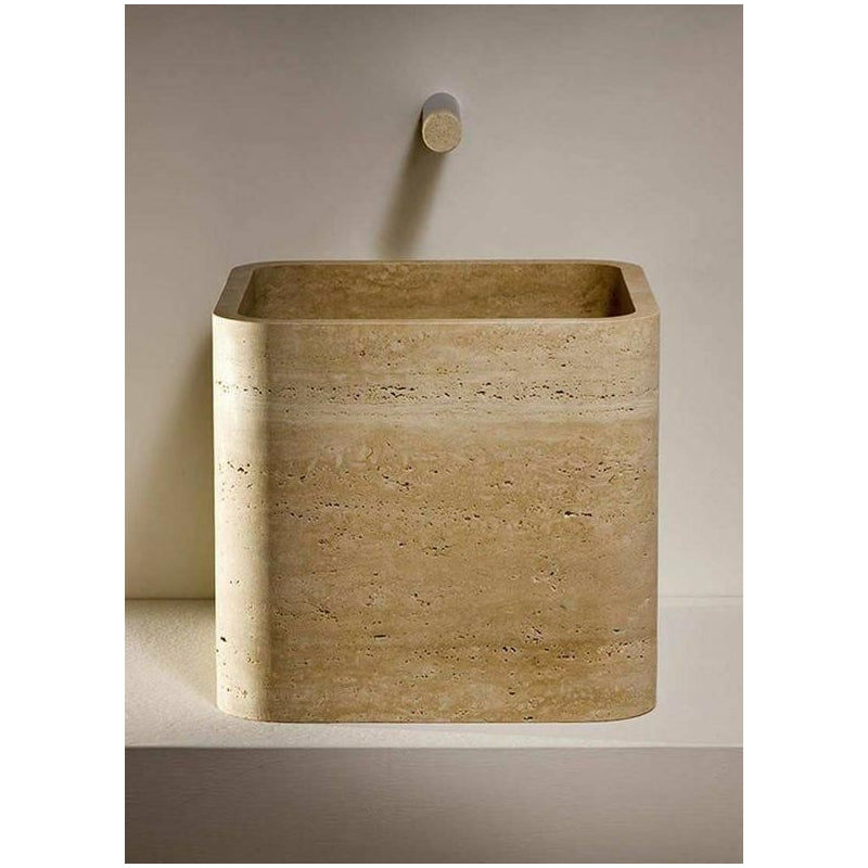 Lavabo de piedra travertino marrón- –