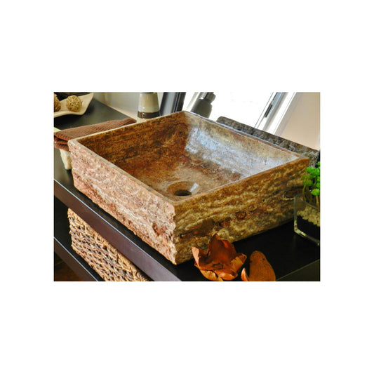 Lavabo Travertino Rojo 35x45cm - Oniko Stone