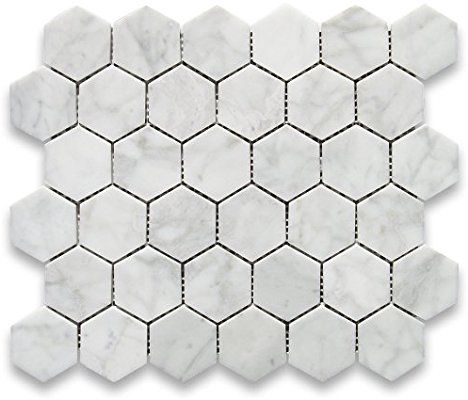 Malla Decorativa Hexagonal Mármol Blanco - Oniko Stone