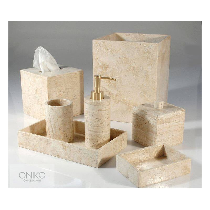 Set de accesorios de baño 7 piezas mármol beige - Oniko Stone