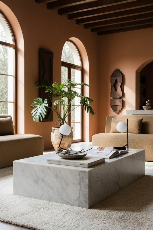 Mesa de Centro Mármol Blanco 100x70x40cm - Oniko Stone