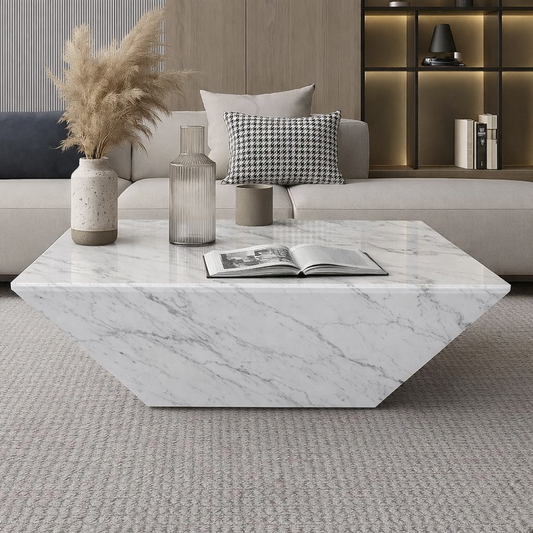 Mesa de Centro Mármol Blanco Trapecio White 100x100x35cm