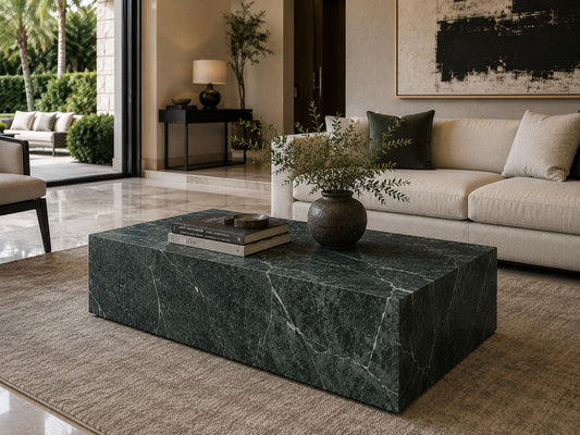 Mesa de Centro Mármol Verde Tikal Alpi Leather
