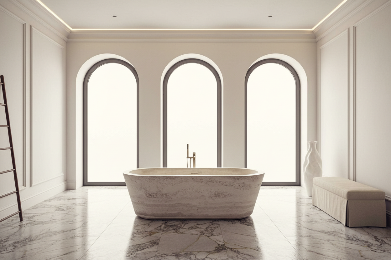 Tina de Baño Travertino Beige Veteado Modelo Toscana