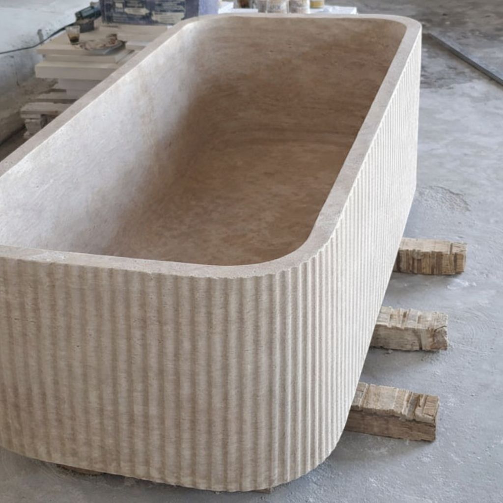 Tina de Baño Travertino Modelo Estriado - Oniko Stone