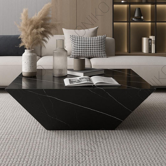 Mesa de Centro Mármol Negro Trapecio Noir 100x100x35cm
