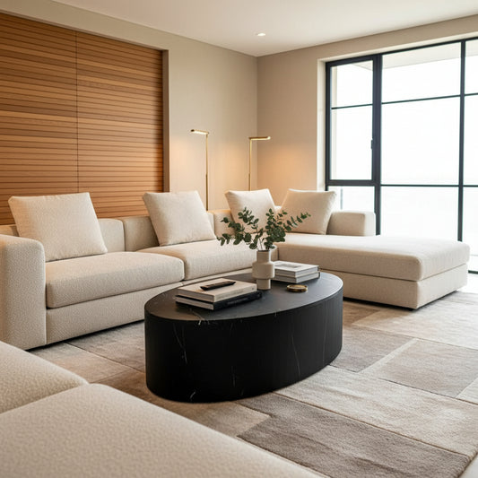 Mesa de Centro Ovalada Mármol Negro