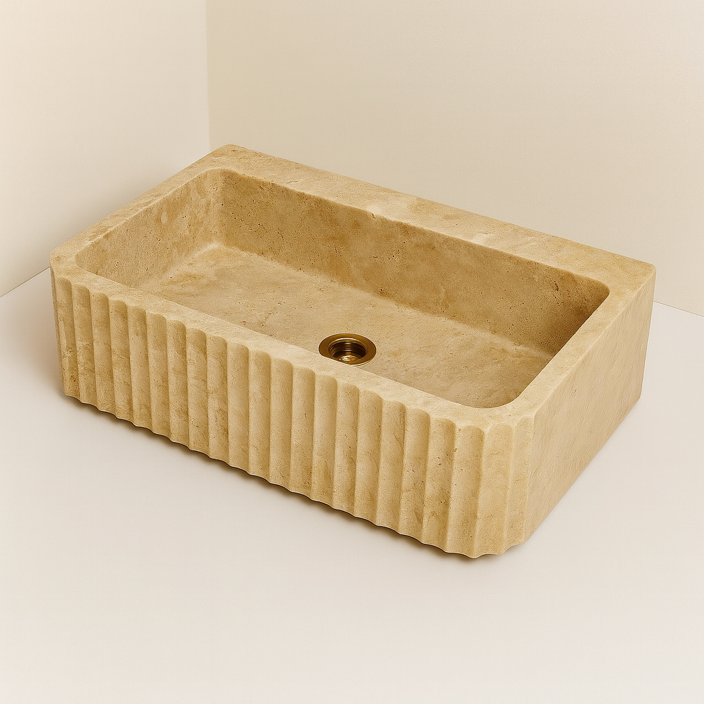 Lavabo de Mármol Estriado Rectangular 60x40x14cm