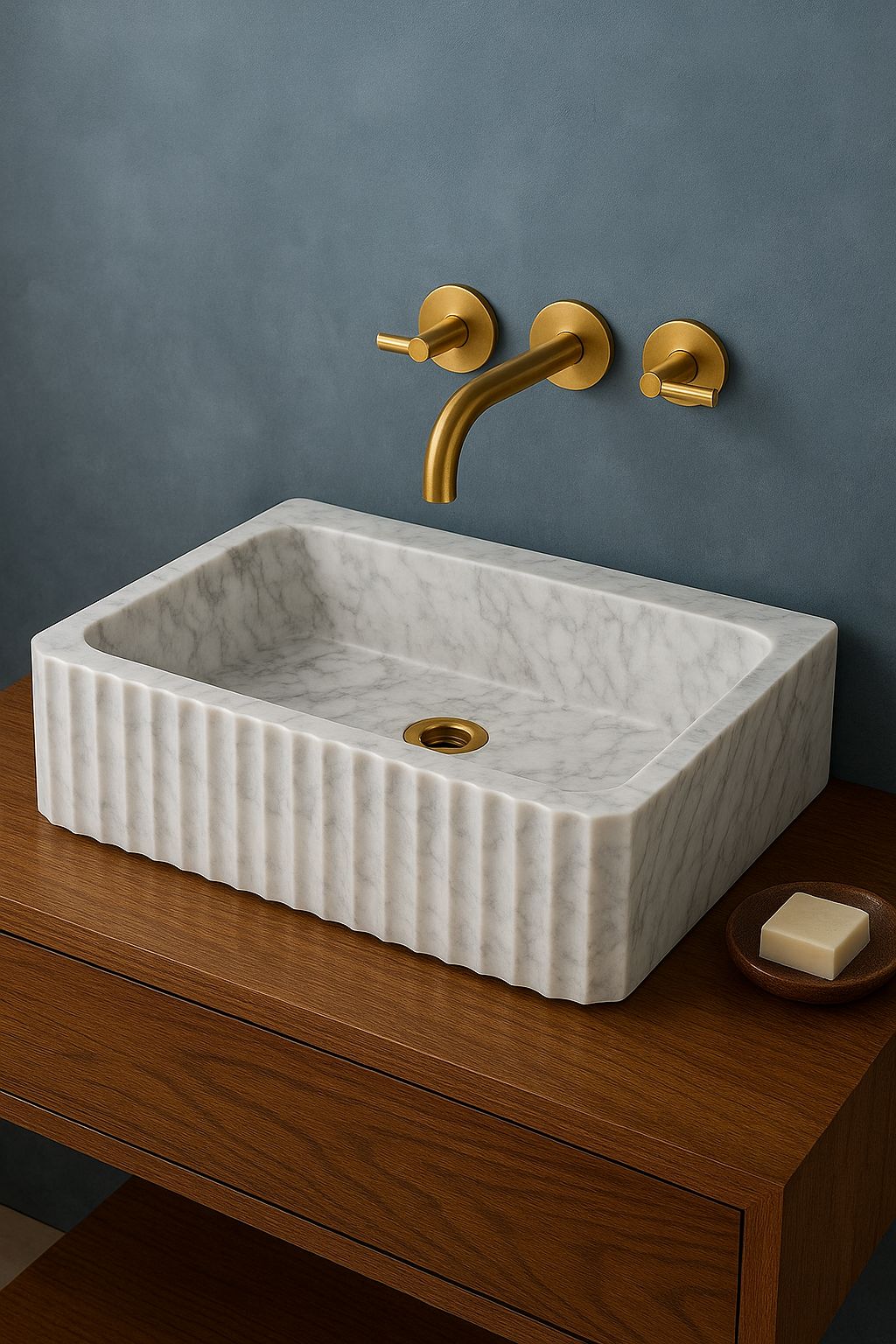 Lavabo de Mármol Estriado Rectangular 60x40x14cm