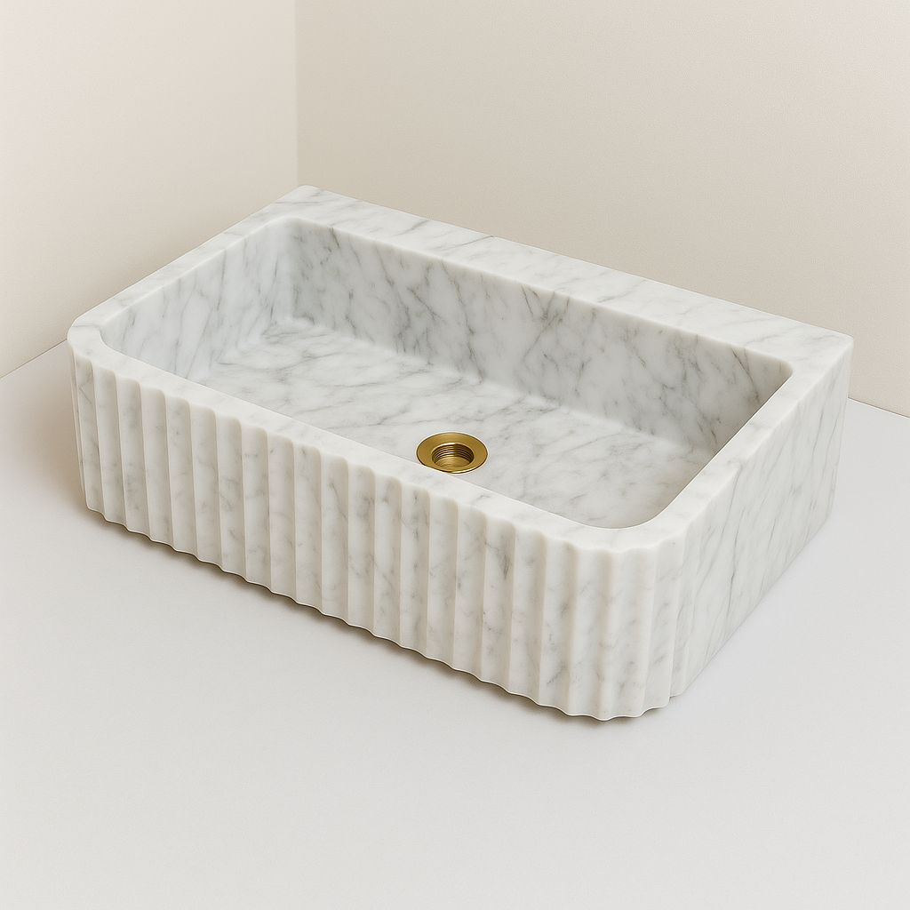 Lavabo de Mármol Estriado Rectangular 60x40x14cm