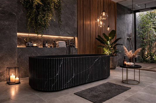 Tina de Baño Mármol Negro Modelo Estriado - Oniko Stone