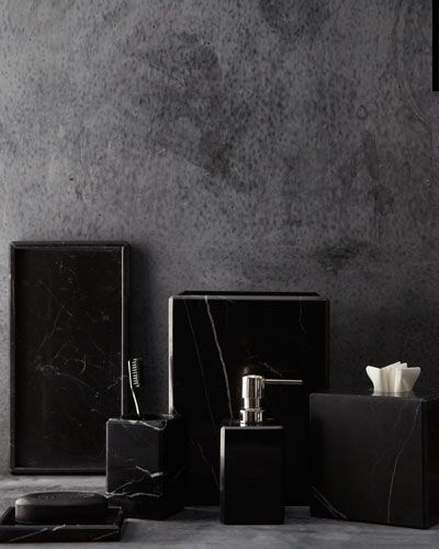 Set de accesorios de baño 6 piezas mármol negro