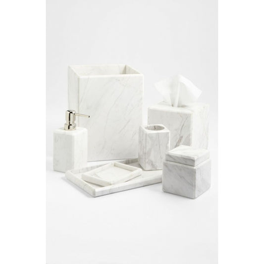 Set de accesorios de baño 7 piezas mármol blanco